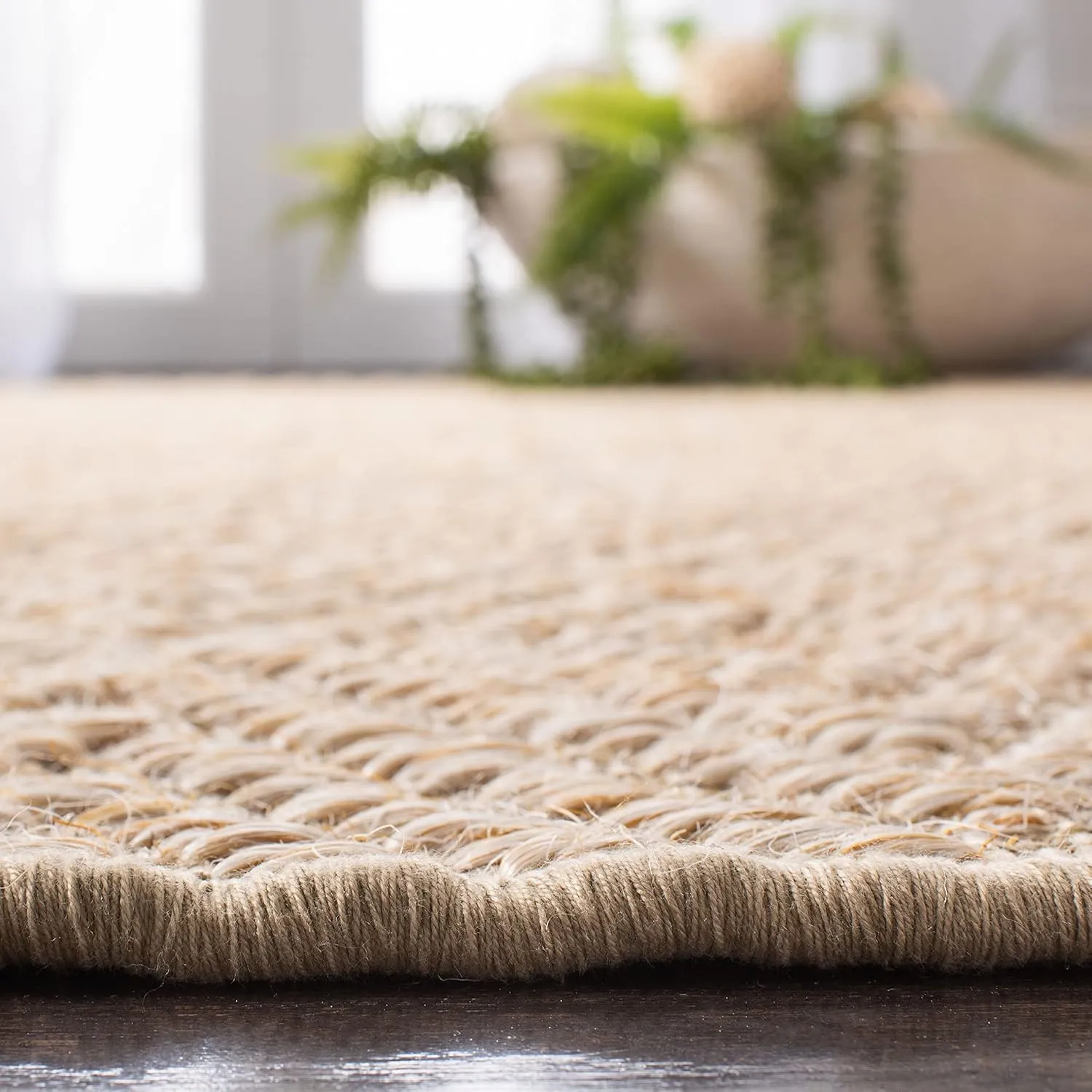 SAFAVIEH Palm Beach Collection Area Rug - 8' x 10', Beige & Beige, Sisal Design, Non-Shedding & Easy Care, Ideal for High Traffic Areas in Living Room, Bedroom (PAB360A)