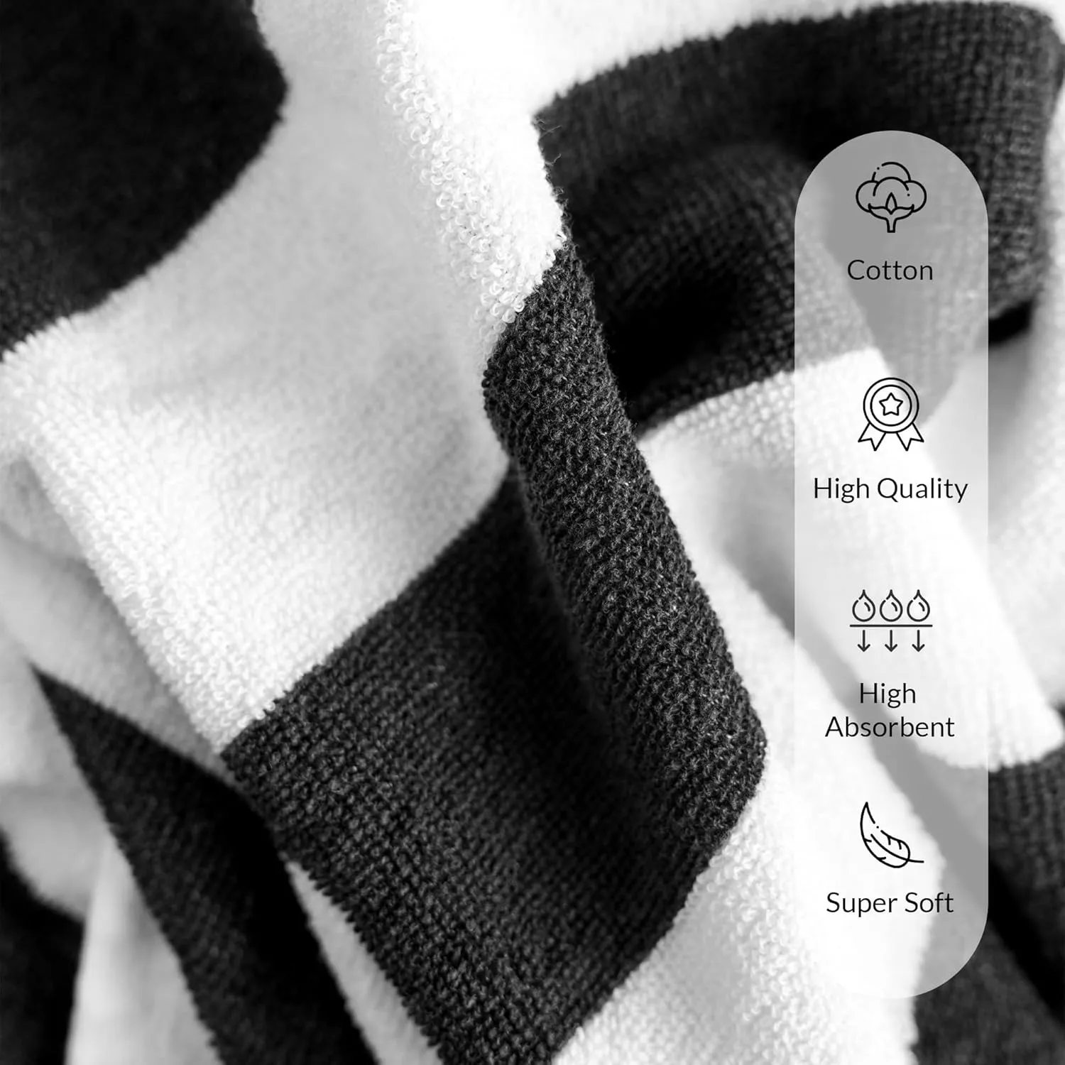 Salt Earth Cotton Beach Towels, 4 Pack - 30"x60" Quick Dry Towels for Beach, Pool, Gym & Bathroom - Oversized Terry Cabana Striped Towels (Steel Grey)