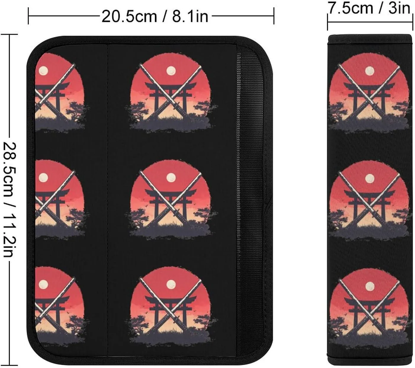 Samurai Katana Tori Gate Fashion Car Seat Belt Cover Pad for Shoulder Bag Camera Soft Comfort Accessories 1PCS