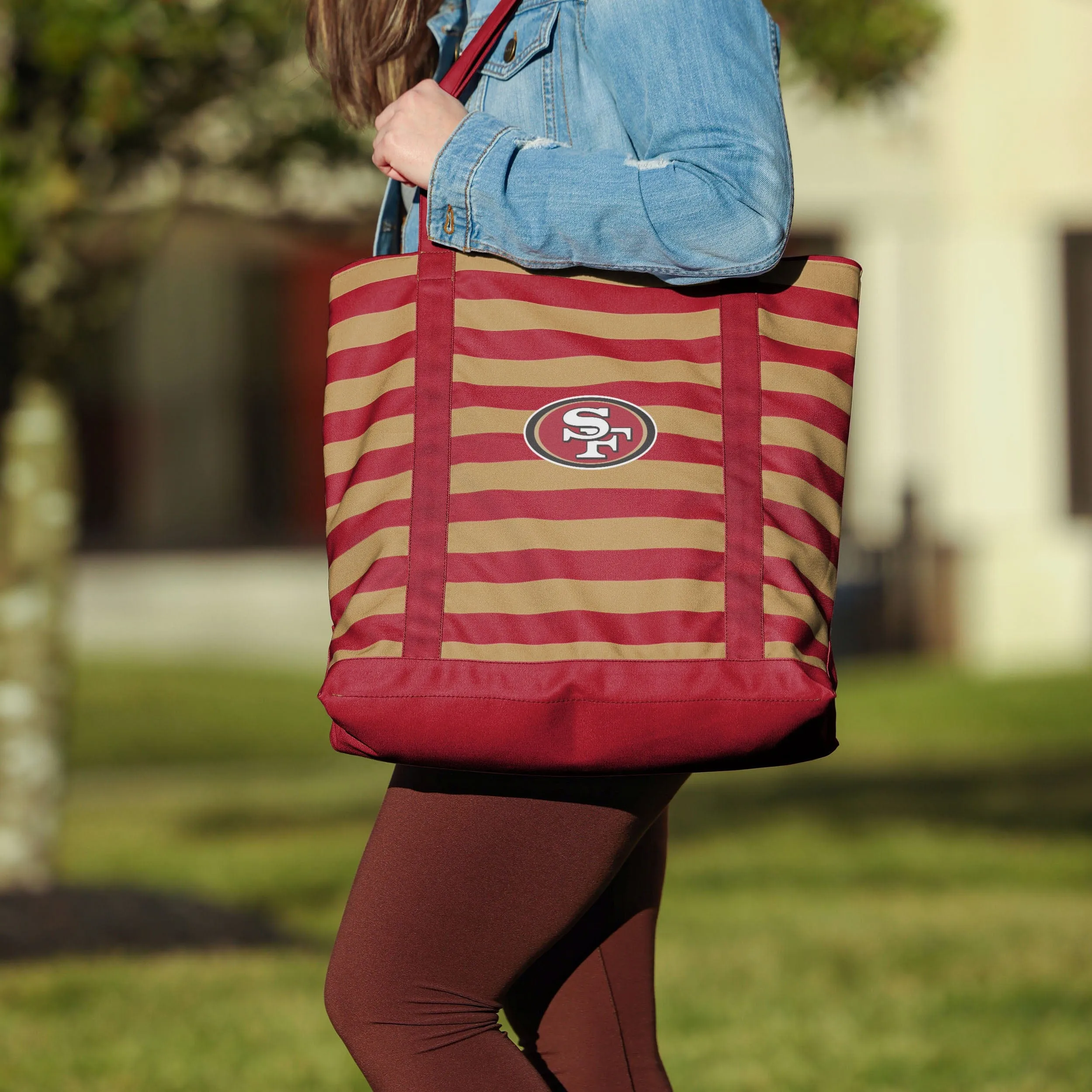San Francisco 49ers Team Stripe Canvas Tote Bag