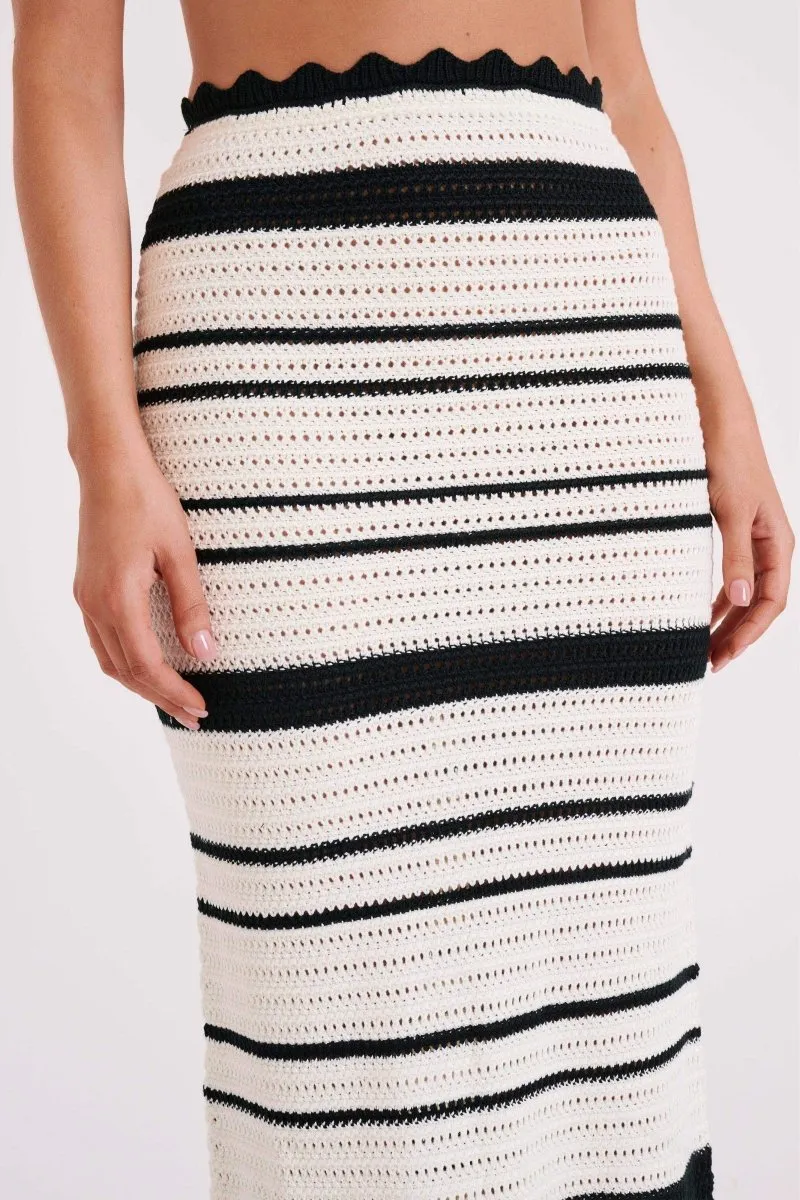 Sandra Crochet Stripe Set | White | Beach | Cotton
