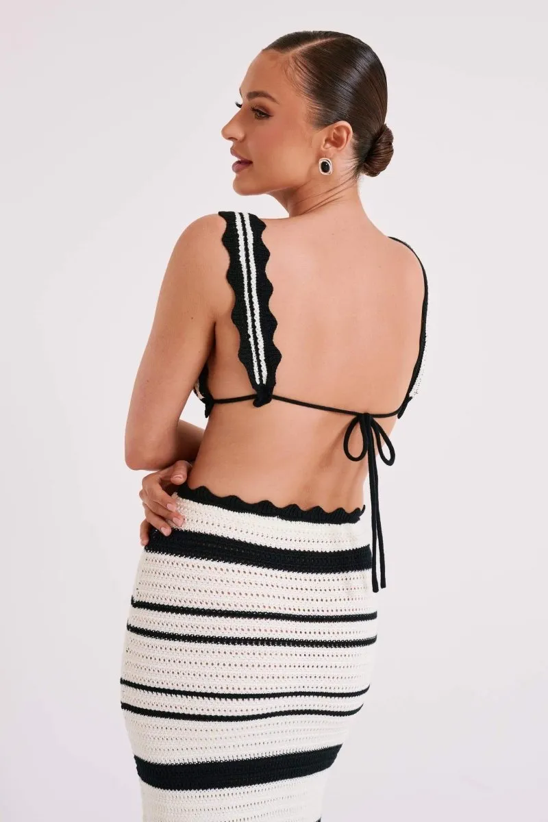 Sandra Crochet Stripe Set | White | Beach | Cotton