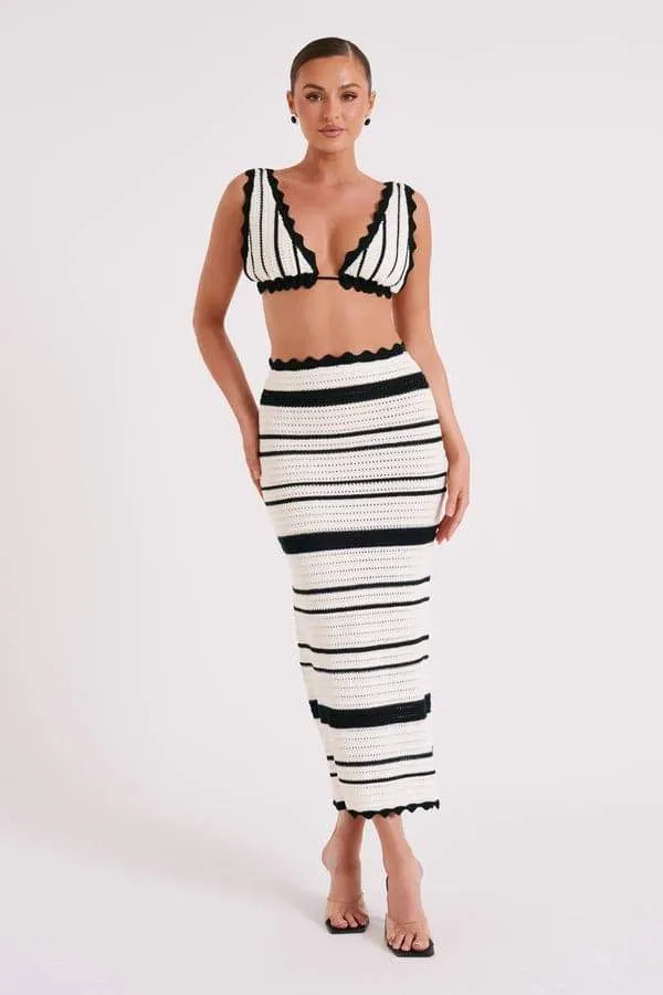 Sandra Crochet Stripe Set | White | Beach | Cotton