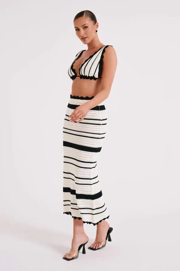 Sandra Crochet Stripe Set | White | Beach | Cotton