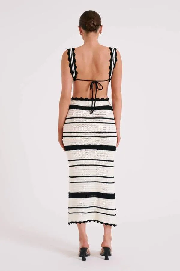Sandra Crochet Stripe Set | White | Beach | Cotton
