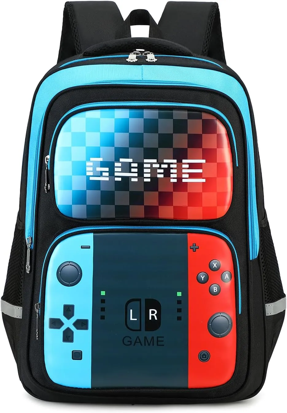 School Backpack For Boys bookbag Game Backpack For Kids Junior High School Primary School Boys Backpack (Blue&red)