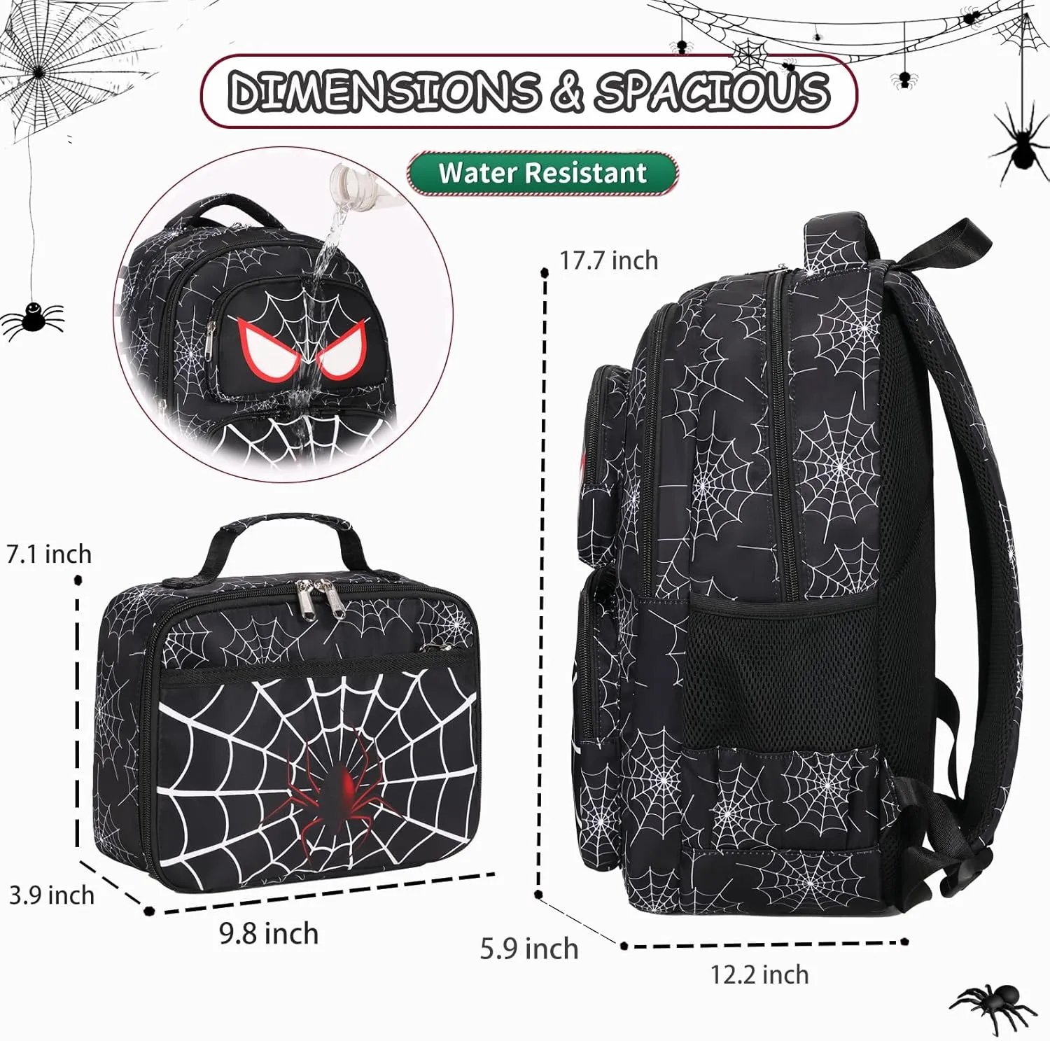 School Backpack for Boys Girls, Teens Bookbag with Lunch Box Set Kids Backpack Elementary Middle Teens School Bag