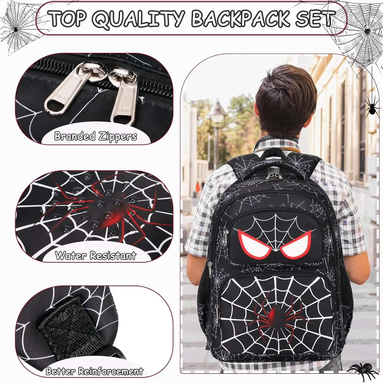 School Backpack for Boys Girls, Teens Bookbag with Lunch Box Set Kids Backpack Elementary Middle Teens School Bag