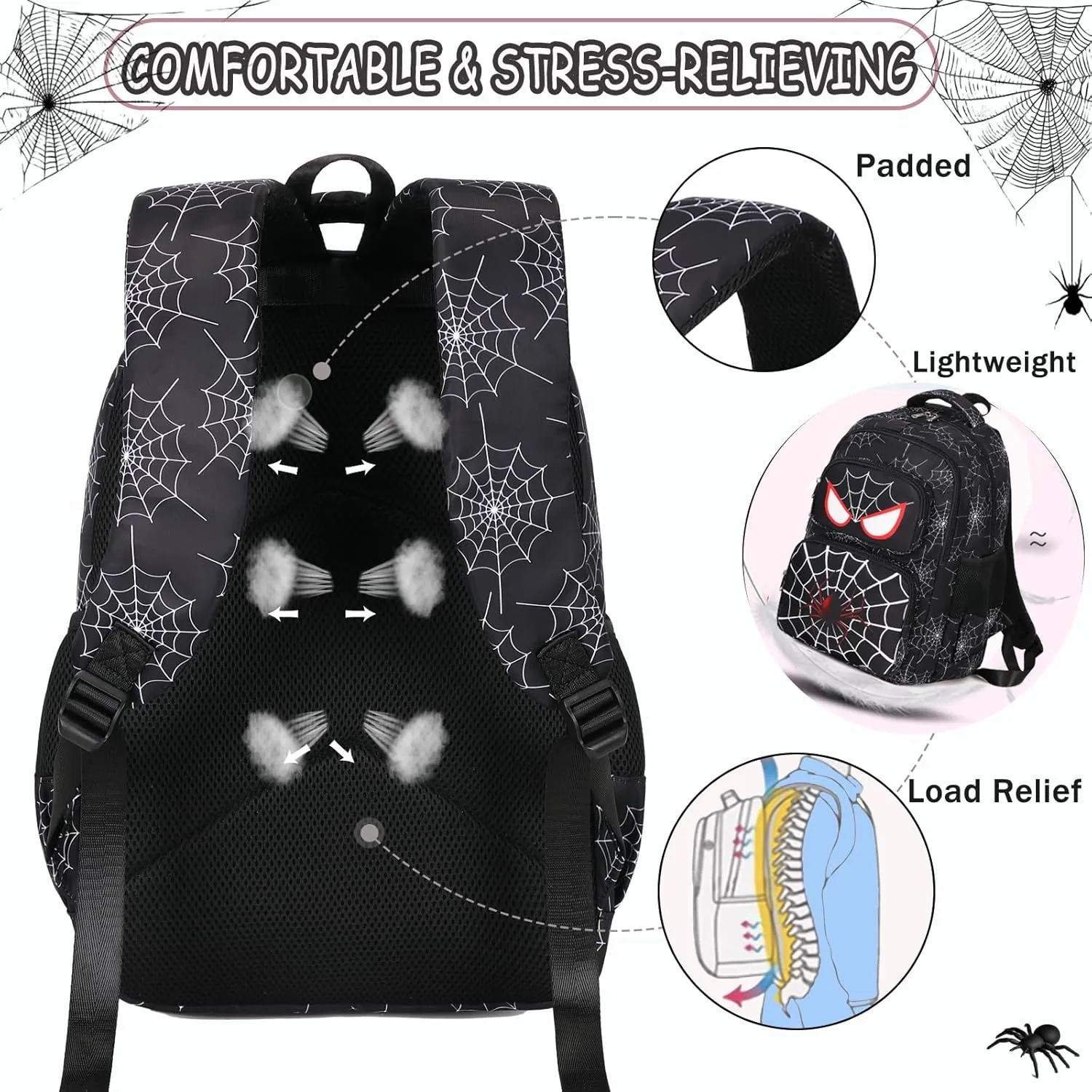 School Backpack for Boys Girls, Teens Bookbag with Lunch Box Set Kids Backpack Elementary Middle Teens School Bag