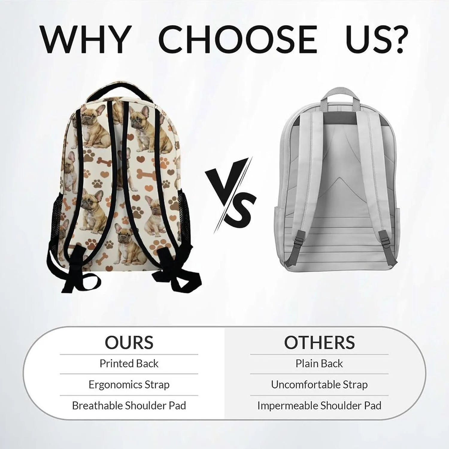 School Backpack for Kids, Cute Bulldogs Backpack for School Travel, 17 Inch Dog Bookbag for Boys Girls