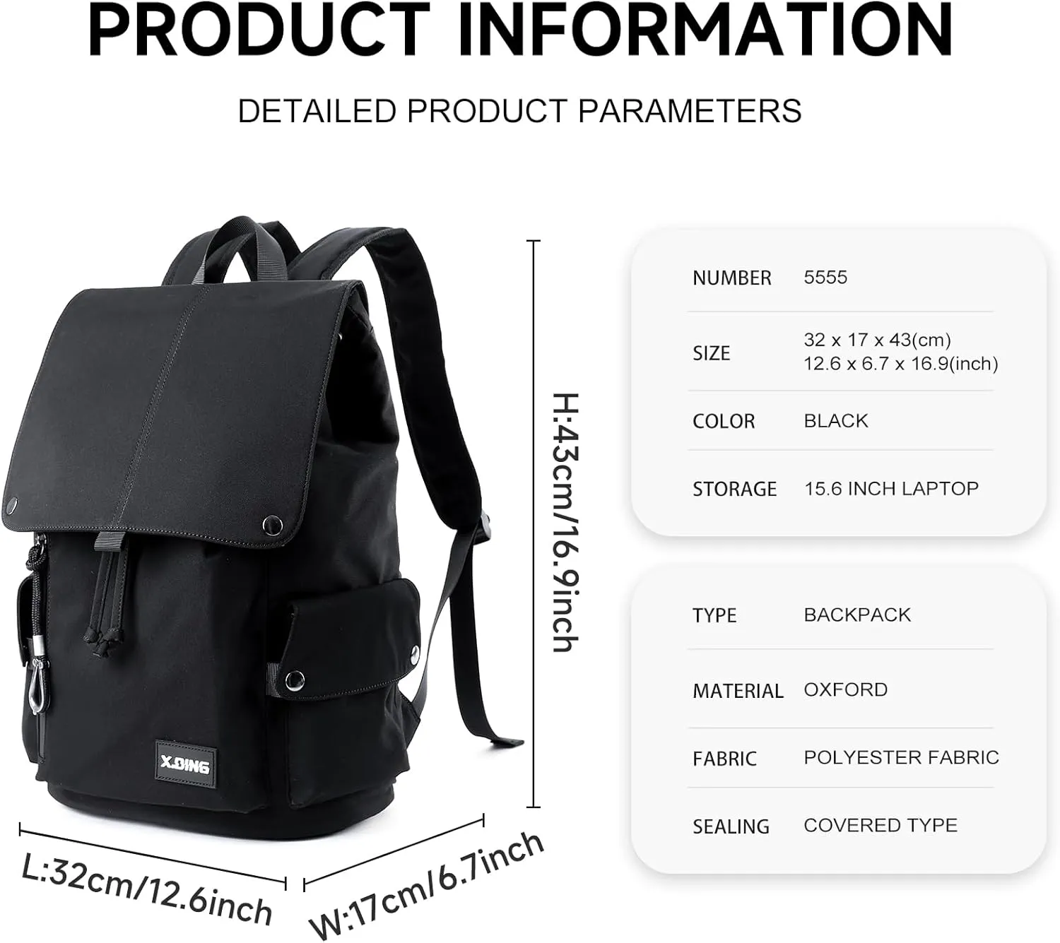School Backpack Waterproof 15.6" Laptop Backpack Casual Suitable For Fitness Sports Travel Hiking Commuting Class College High Middle School Backpack For Men Women