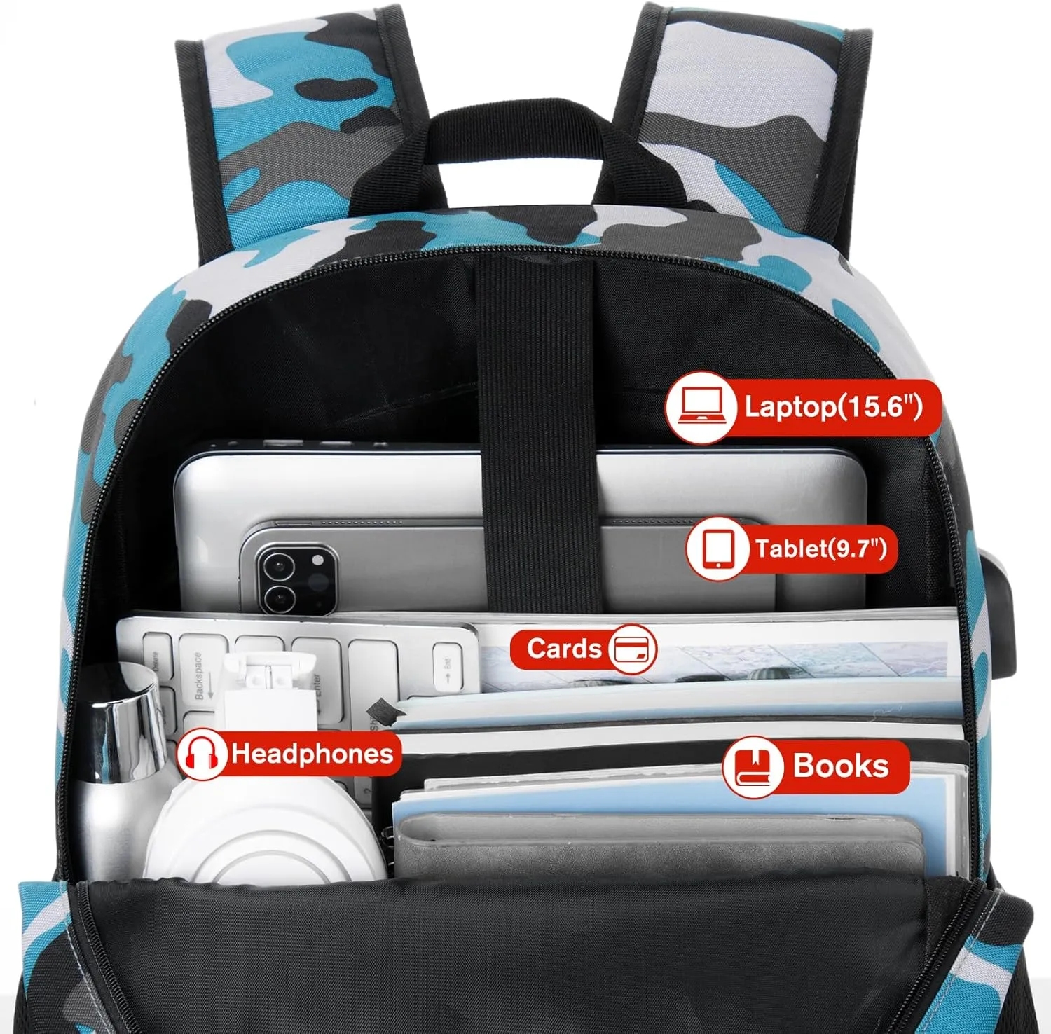School Backpack,17.3 Inch Bookbag Men and Teen Boy School bag with USB Charging Port for High School College