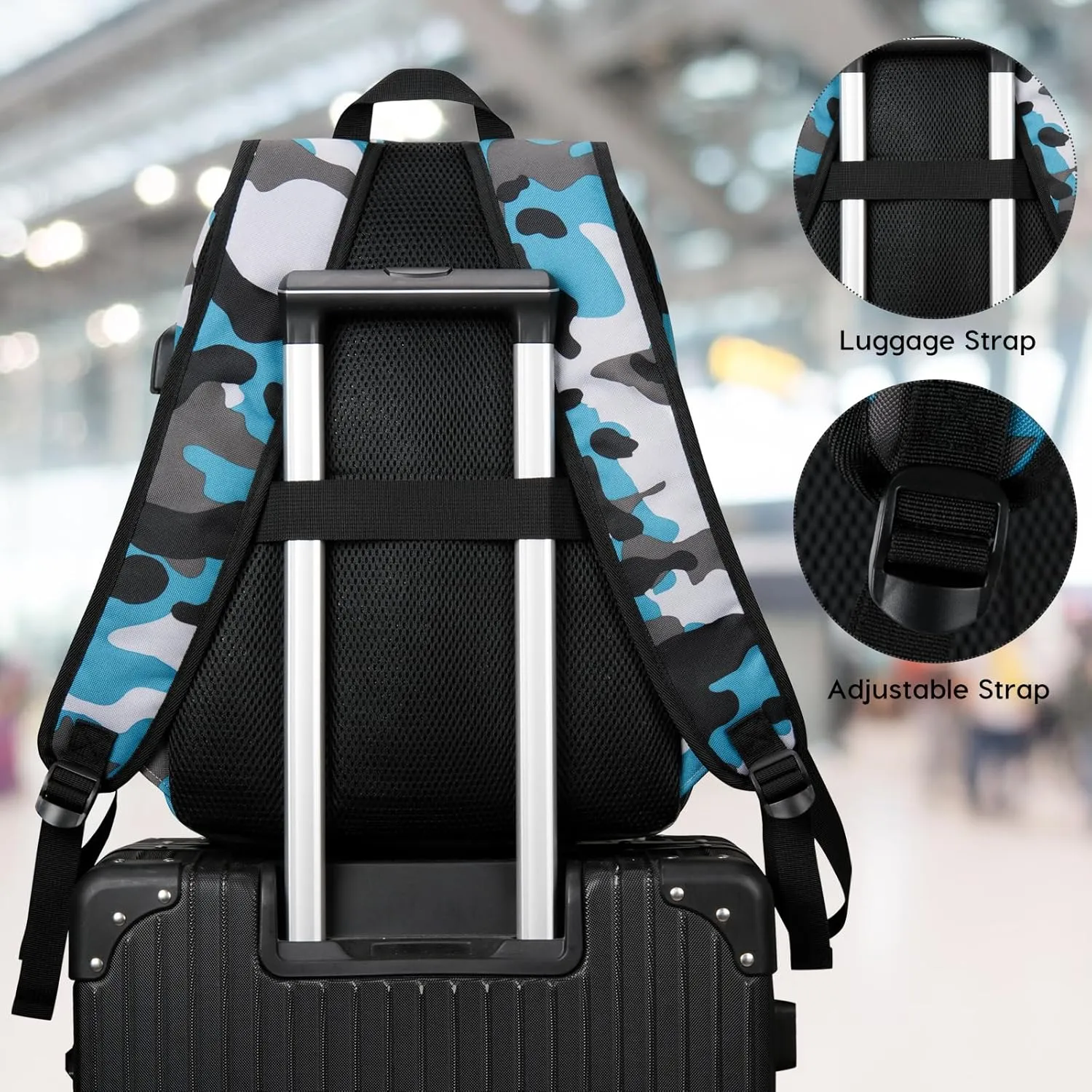 School Backpack,17.3 Inch Bookbag Men and Teen Boy School bag with USB Charging Port for High School College