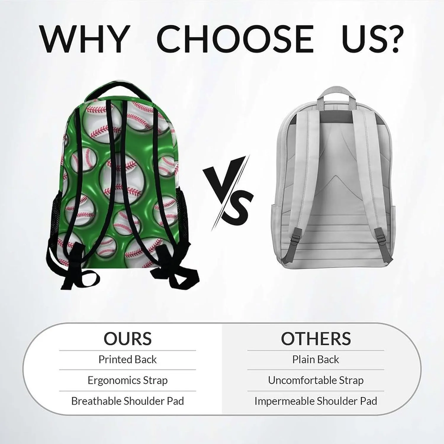 School Bags for Boys - 17 Inch Baseball Kid Backpack - Large Capacity, Durable, Lightweight - 2D Green Bookbag for School, Travel and Camp