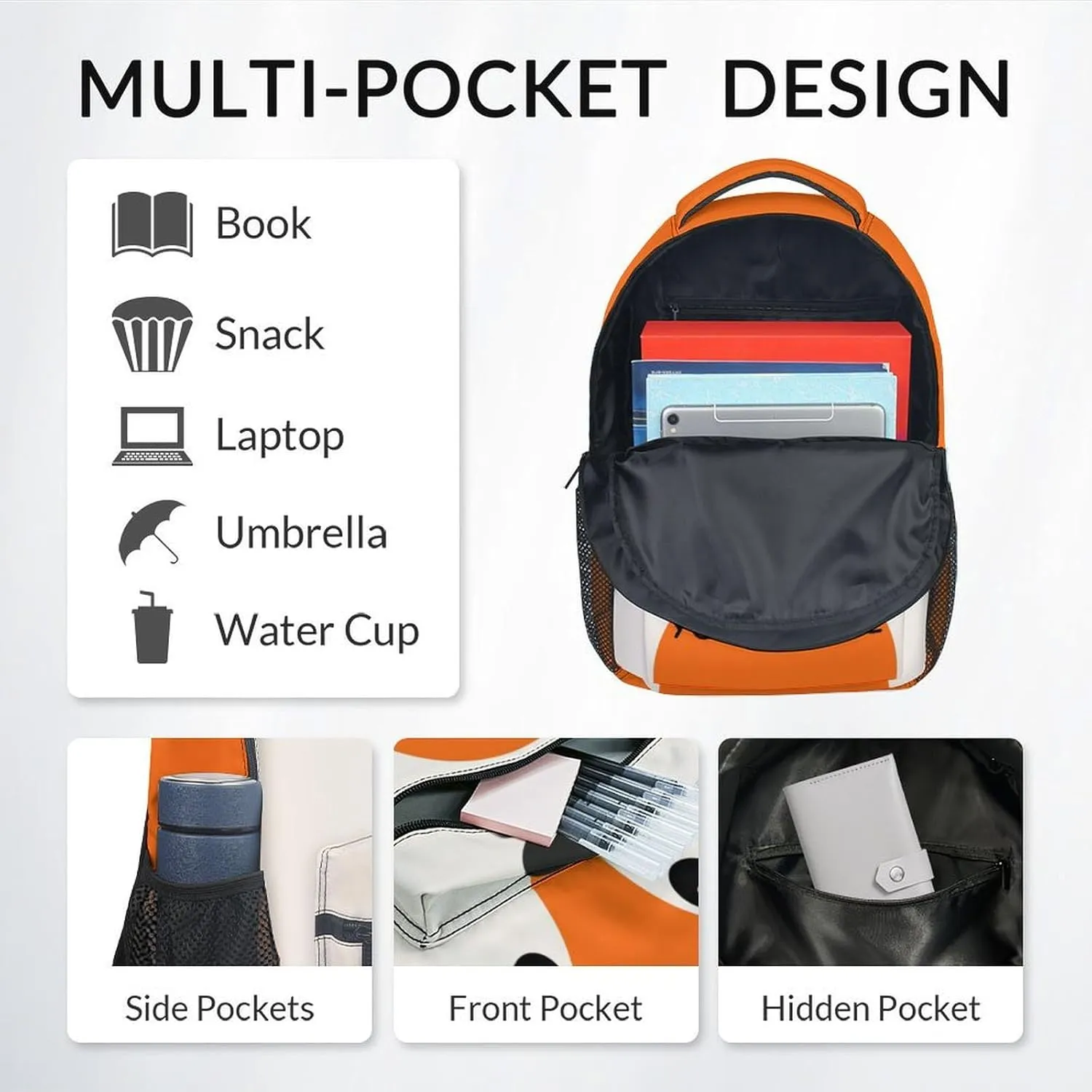 School Bags for Girls - 17 Inch Custom Fox Kid Backpack - Large Capacity, Durable, Lightweight - Orange Bookbag for School, Travel and Camp