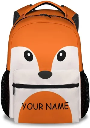 School Bags for Girls - 17 Inch Custom Fox Kid Backpack - Large Capacity, Durable, Lightweight - Orange Bookbag for School, Travel and Camp