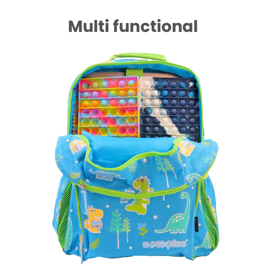Scoobies Dino Glow-in-the-Dark Backpack 16”  Vibrant Dinosaur Print & Spacious Design!