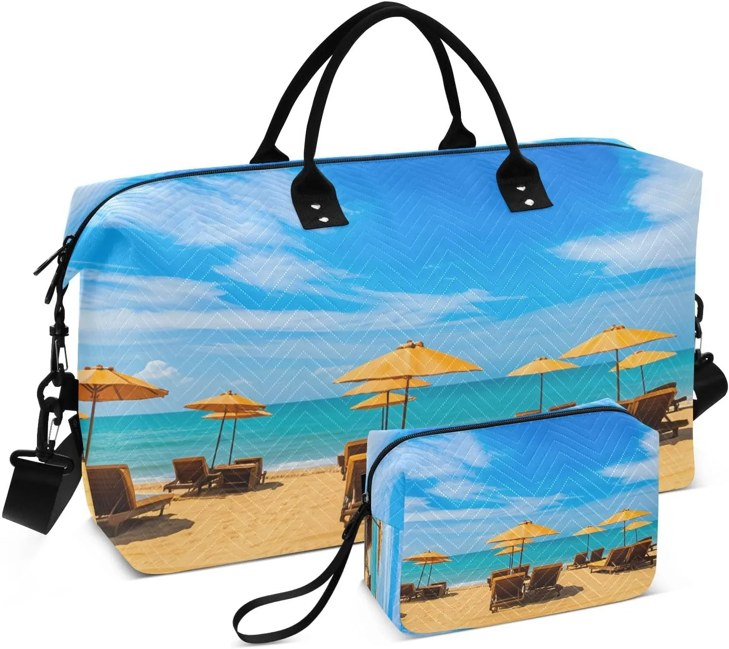 Sea Loungers Blue Travel Duffel Bag with Toiletry Bag Weekender Bag for Carry on Sports Gym Bag for Maternity Mommy Hospital