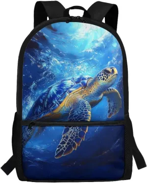 Sea Turtle Backpack for Boys 8-12 Large Size Blue Ocean Rucksack for Traveling Casual Versatile School Satchel for Middle School Teens Large Book Bags
