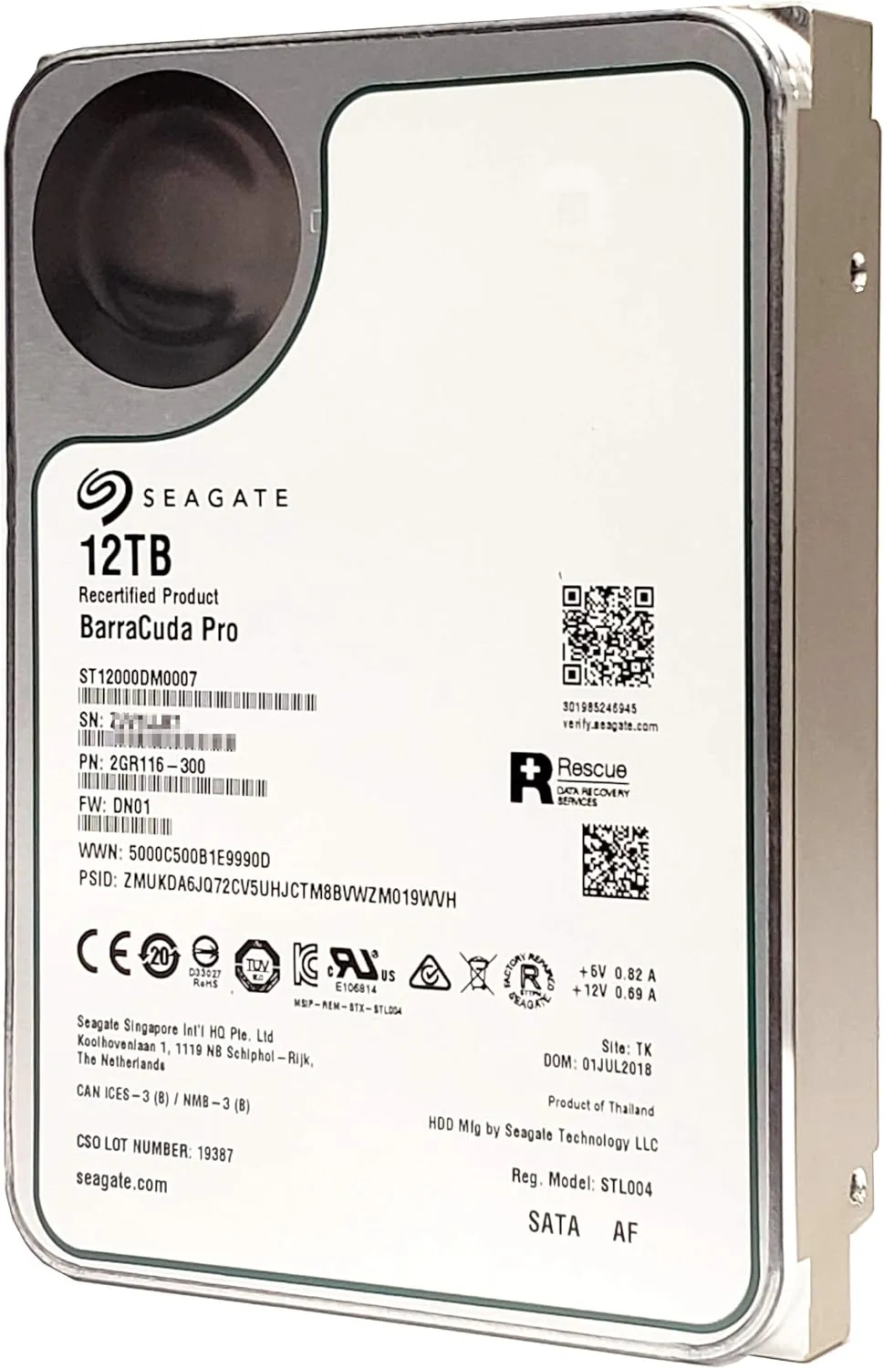 Seagate BarraCuda Pro 12TB Internal Hard Drive Performance HDD – 3.5 Inch SATA 6 Gb/s 7200 RPM 256MB Cache for Computer Desktop PC Laptop, Data Recovery – Frustration Free Packaging (ST12000DM0007)