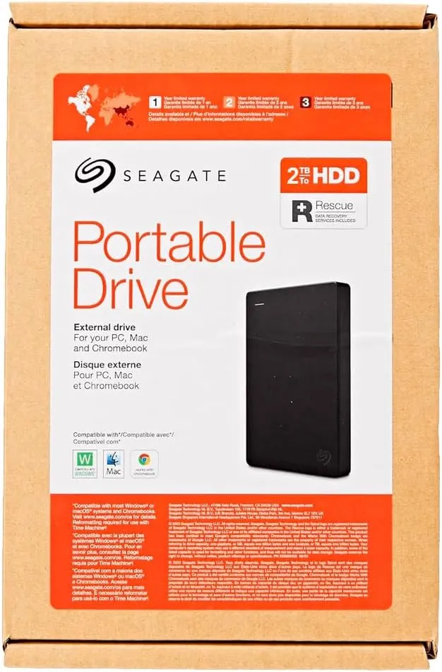 Seagate Portable 2TB External Hard Drive HDD — USB 3.0 for PC, Mac, PlayStation, & Xbox -1-Year Rescue Service (STGX2000400)