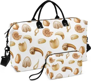 Seashell Claw Eggshell Beige Sports Gym Bag for Women Men Travel Duffel Bag Weekend Overnight Carry on Bag with Toiletry Bag Hospital Bag for Hospital Plane Swimming Yoga Workout
