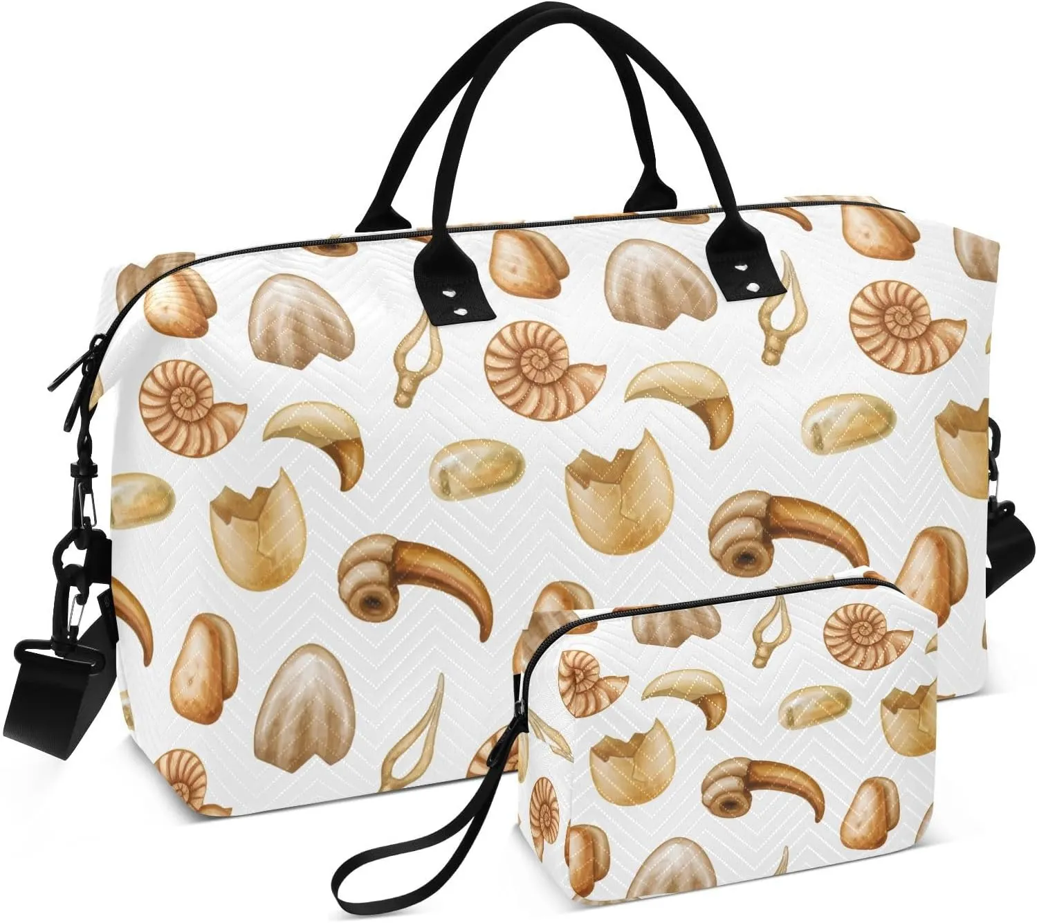 Seashell Claw Eggshell Beige Sports Gym Bag for Women Men Travel Duffel Bag Weekend Overnight Carry on Bag with Toiletry Bag Hospital Bag for Hospital Plane Swimming Yoga Workout