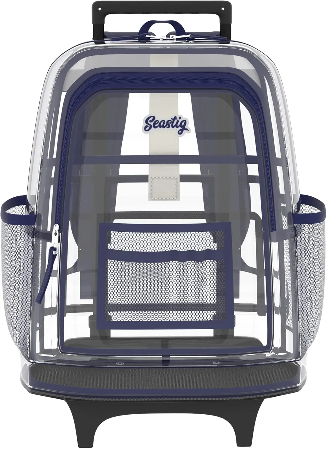 seastig Clear Backpack Rolling Backpack for Kids 18in Double Handle Wheeled Backpack Children Luggage for School, Travel