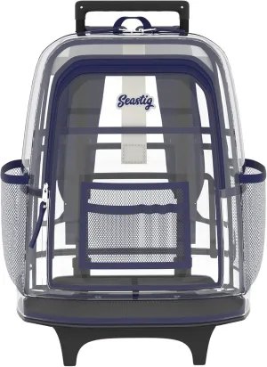 seastig Clear Backpack Rolling Backpack for Kids 18in Double Handle Wheeled Backpack Children Luggage for School, Travel