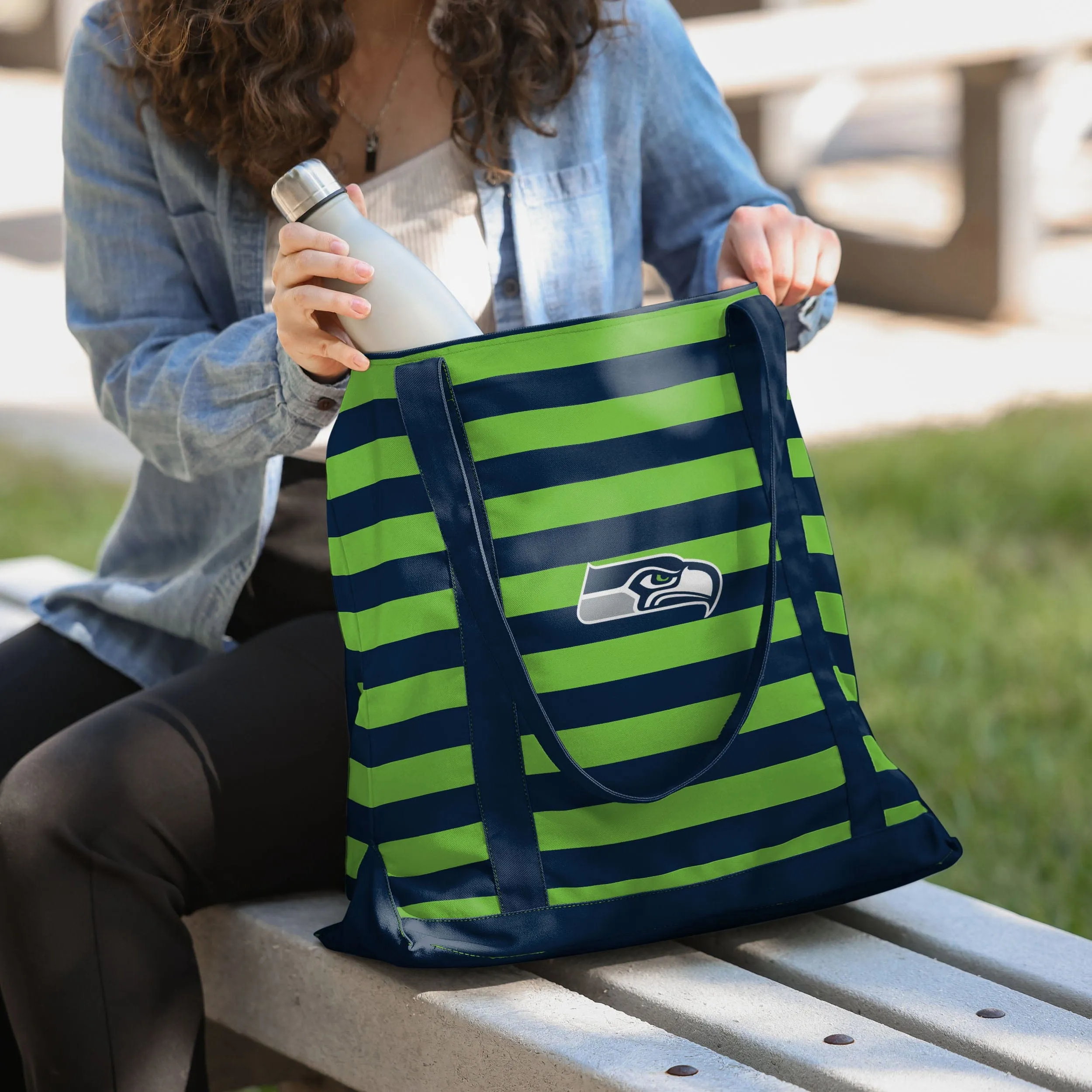 Seattle Seahawks Team Stripe Canvas Tote Bag