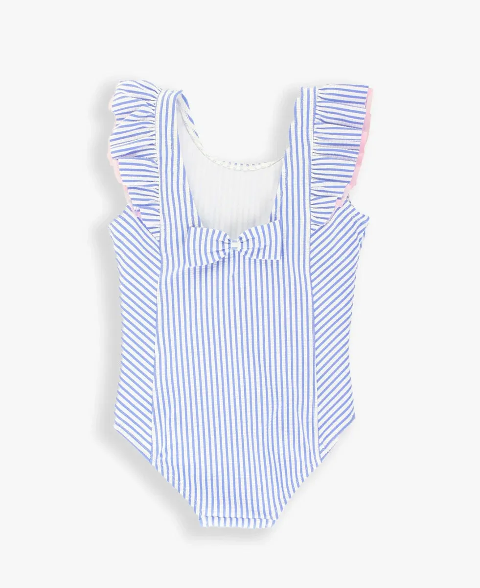 Seersucker Waterfall One Piece Swimsuit