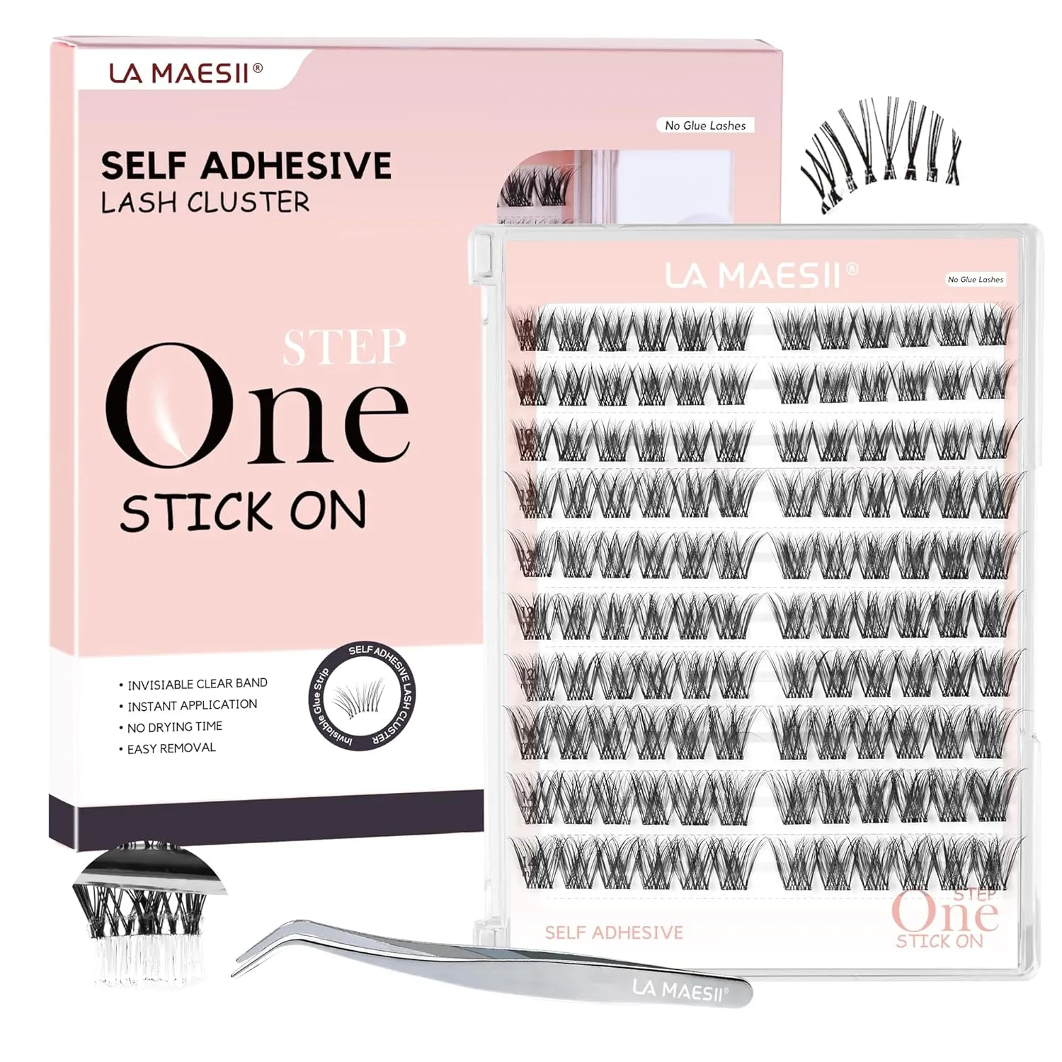 Self Adhesive Eyelashes, 120Pcs Clear Band Lash Clusters, Natural Pre-Glued Eyelash Clusters, No Glue Needed Press On Invisible Band Resuable Eyelashes(SC133)