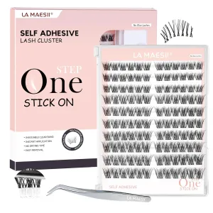 Self Adhesive Eyelashes, 120Pcs Clear Band Lash Clusters, Natural Pre-Glued Eyelash Clusters, No Glue Needed Press On Invisible Band Resuable Eyelashes(SC133)