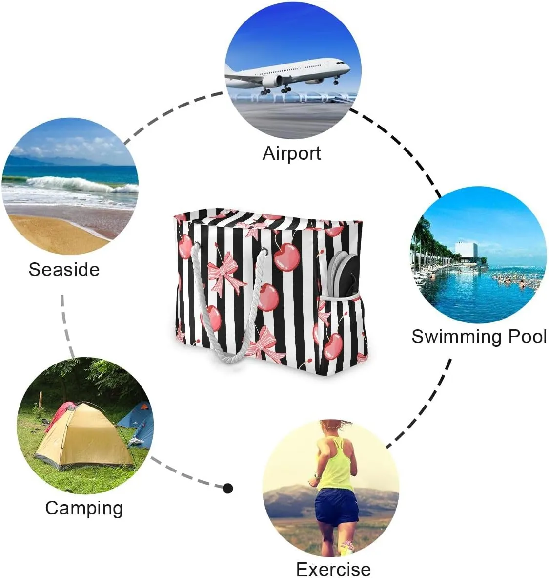 senya Large Beach Bags Totes Swim Canvas Tote Shoulder Bag Water Resistant Bags for Gym Travel Daily
