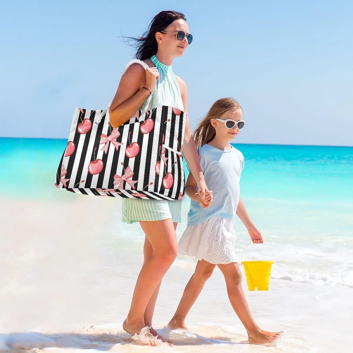senya Large Beach Bags Totes Swim Canvas Tote Shoulder Bag Water Resistant Bags for Gym Travel Daily