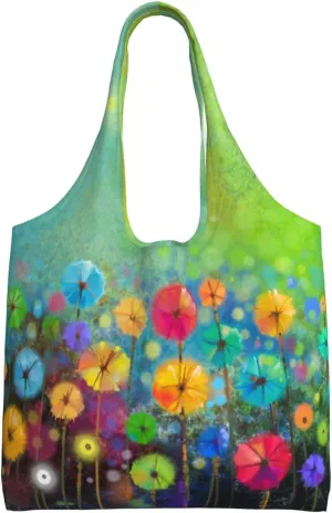 SEPTYK Seasonal Nature Spring Summer Flowers Pattern Canvas Tote Bag Reusable Grocery Shopping Bags Women Shoulder Handbag Large Capacity Heavy Duty Washable Foldable