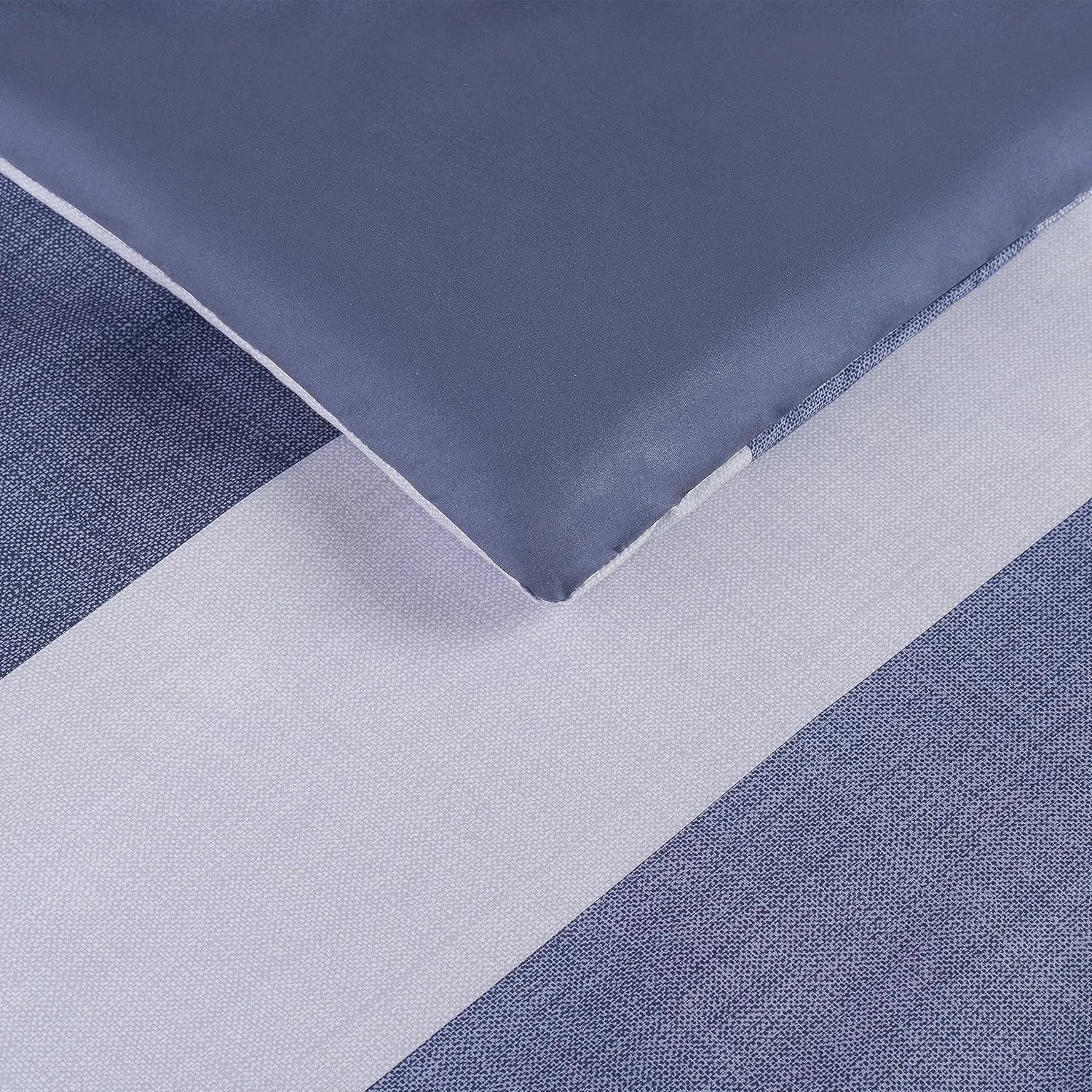 Serta Simply Clean Billy Soft 7 Piece Textured Stripe Bed in a Bag Complete Bedding Comforter Set with Sheets and Pillow Cases for All Season, Full, Blue