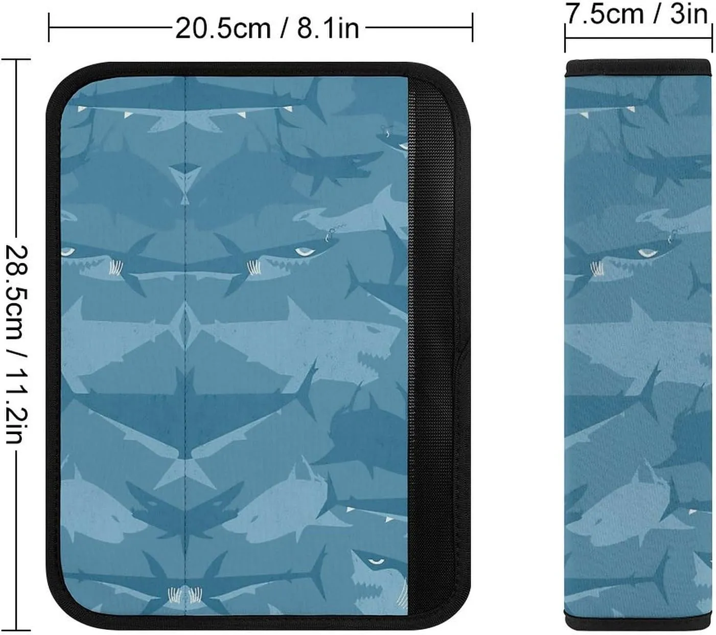 Shark Pattern Fashion Car Seat Belt Cover Pad for Shoulder Bag Camera Soft Comfort Accessories 1PCS