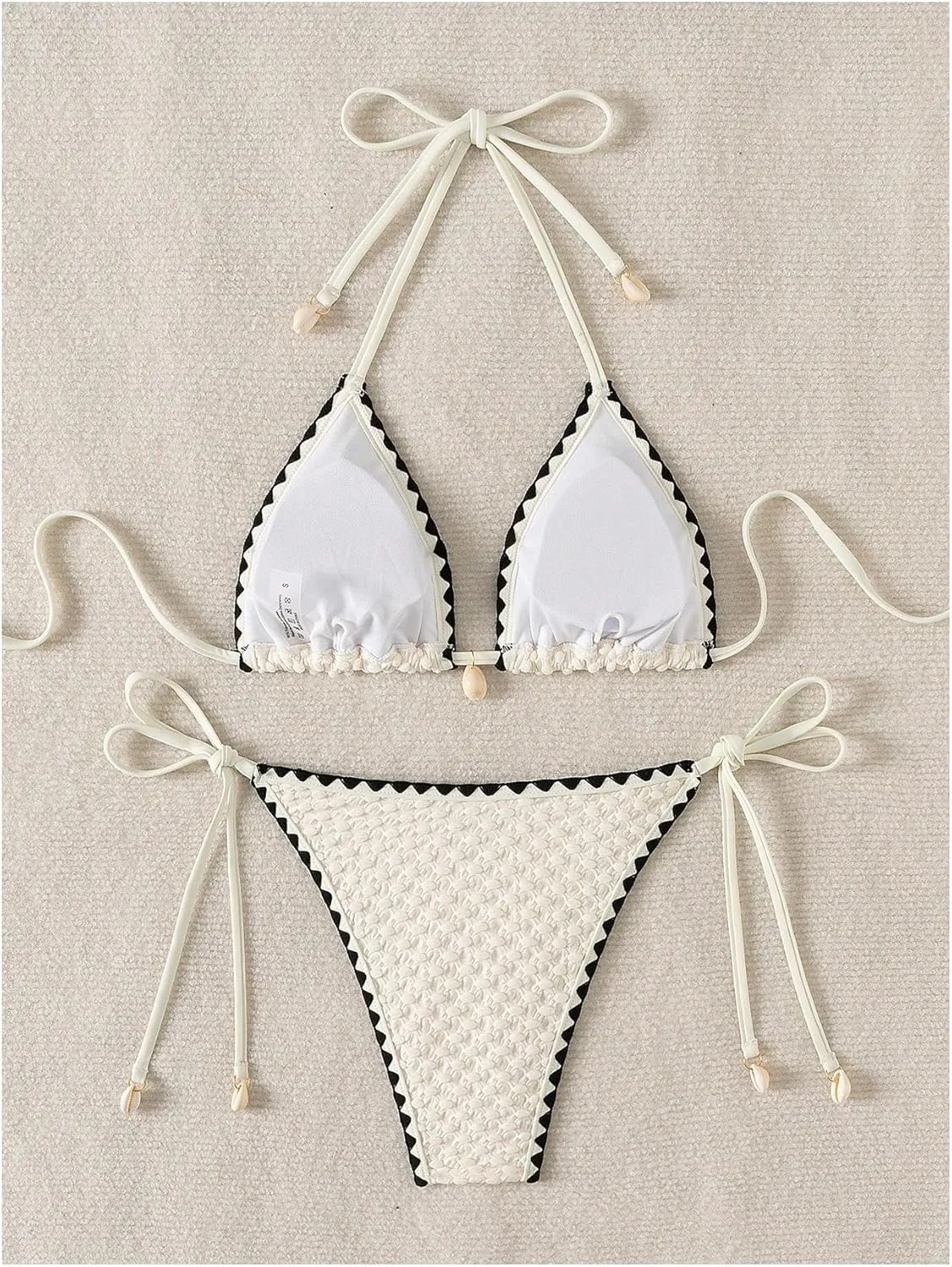 SHENHE Women's 2 Piece Triangle Beach Bikini Sets Color Block Halter Swimsuit Bathing Suit