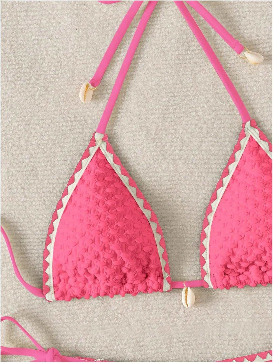 SHENHE Women's 2 Piece Triangle Beach Bikini Sets Color Block Halter Swimsuit Bathing Suit