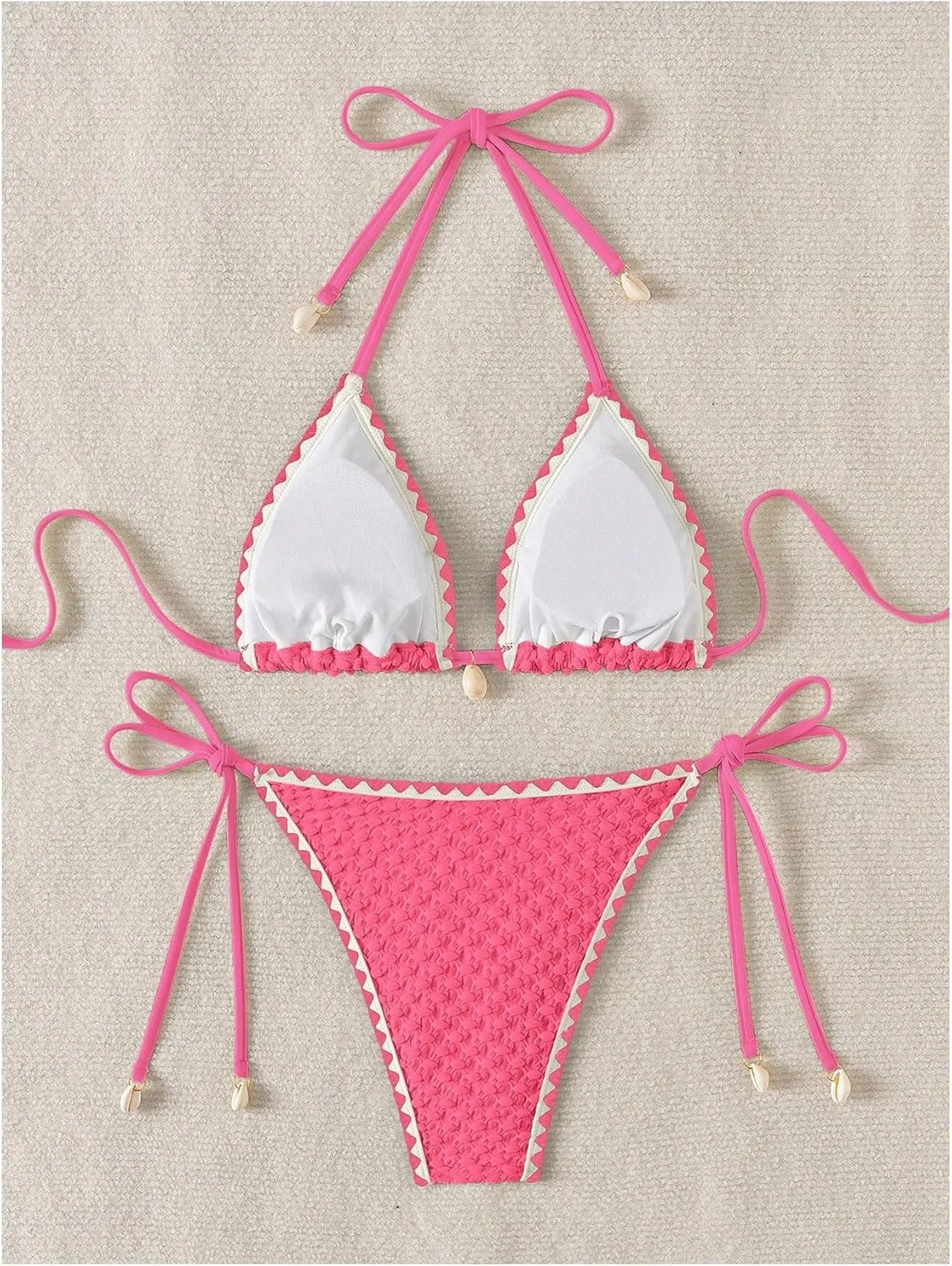 SHENHE Women's 2 Piece Triangle Beach Bikini Sets Color Block Halter Swimsuit Bathing Suit