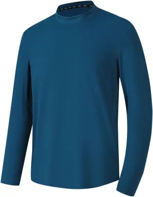 Shirts for Men Fashion Long Sleeve Mock Neck Solid Casual T-Shirt Regular-Fit Athletic Gym Workout Tee Top Pullover