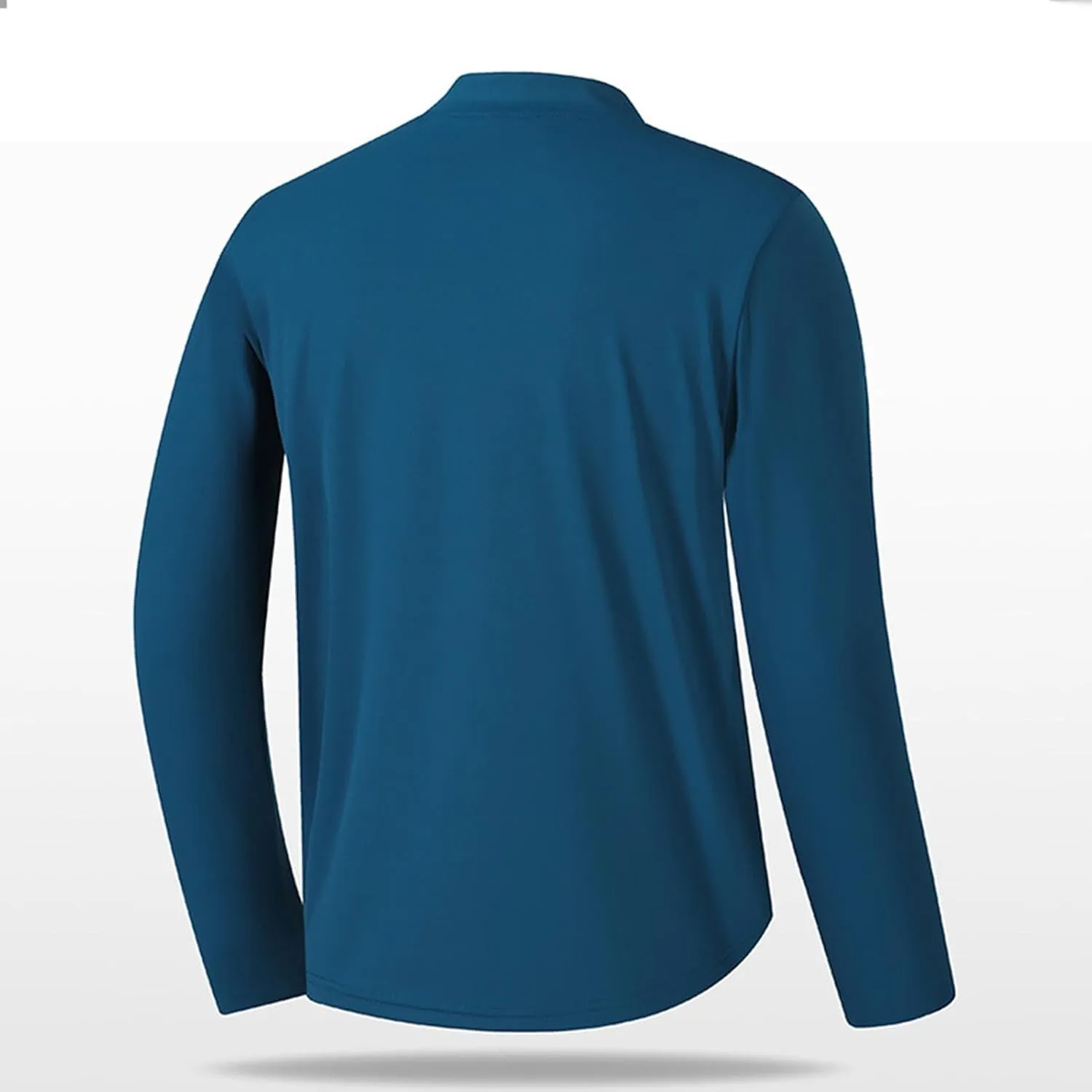 Shirts for Men Fashion Long Sleeve Mock Neck Solid Casual T-Shirt Regular-Fit Athletic Gym Workout Tee Top Pullover