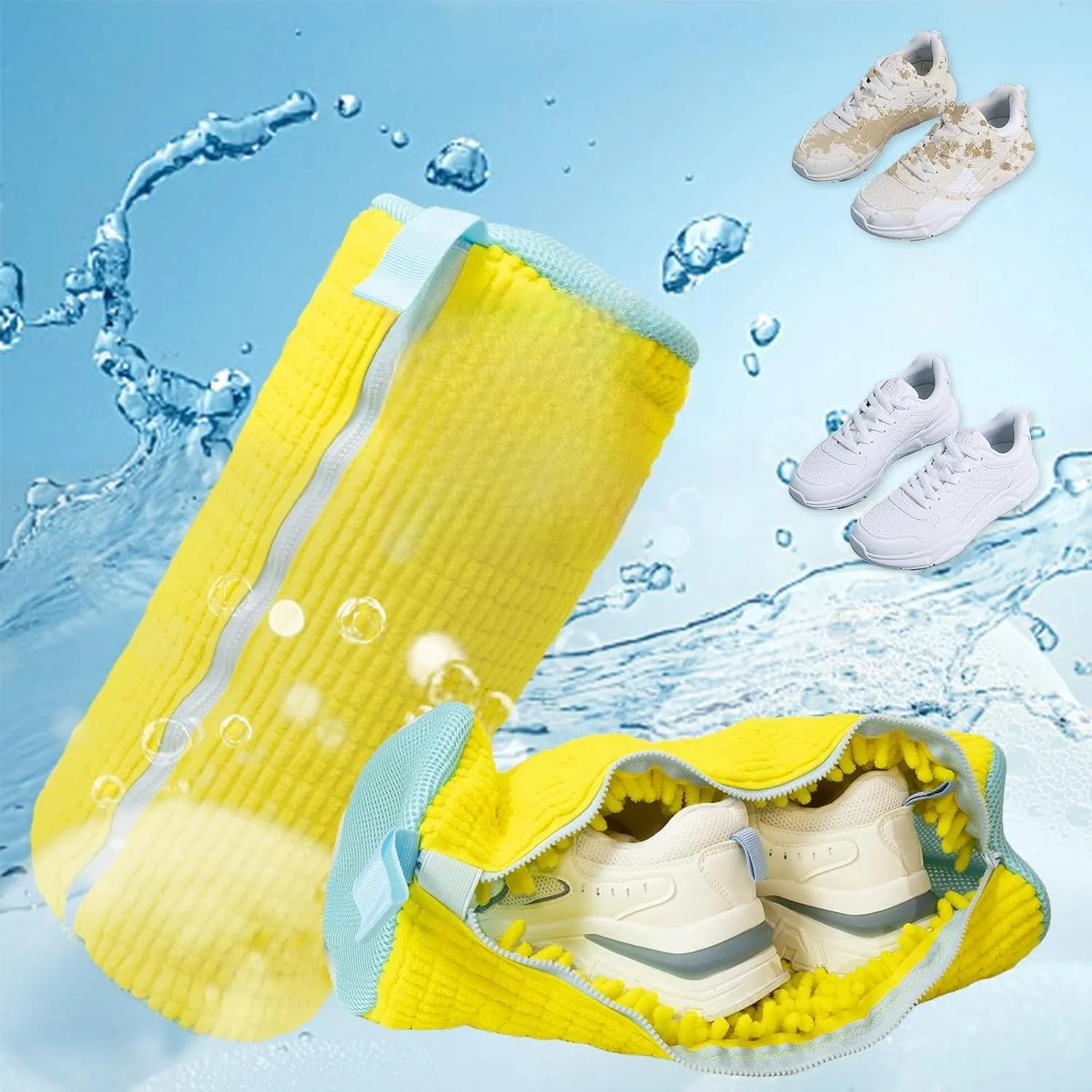 Shoe Washing Machine Bag with YKK Zipper, 2 Pack Reusable Sneaker Laundry Bags for Washer and Dryer, Breathable Mesh Shoe Cleaning Bag to Protect Shoes & Machine, Large Size (Fits Men/Women/Kids)