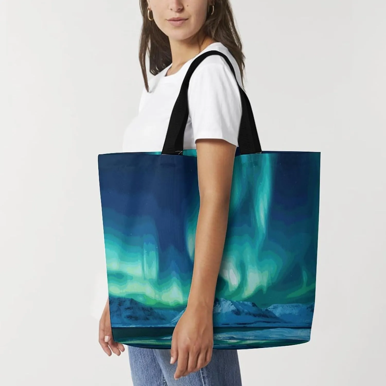 Shopping Bag for Women, Happy Birthday Big Cake Tote Bag, Large Capacity Shoulder Bags for Groceries Travel