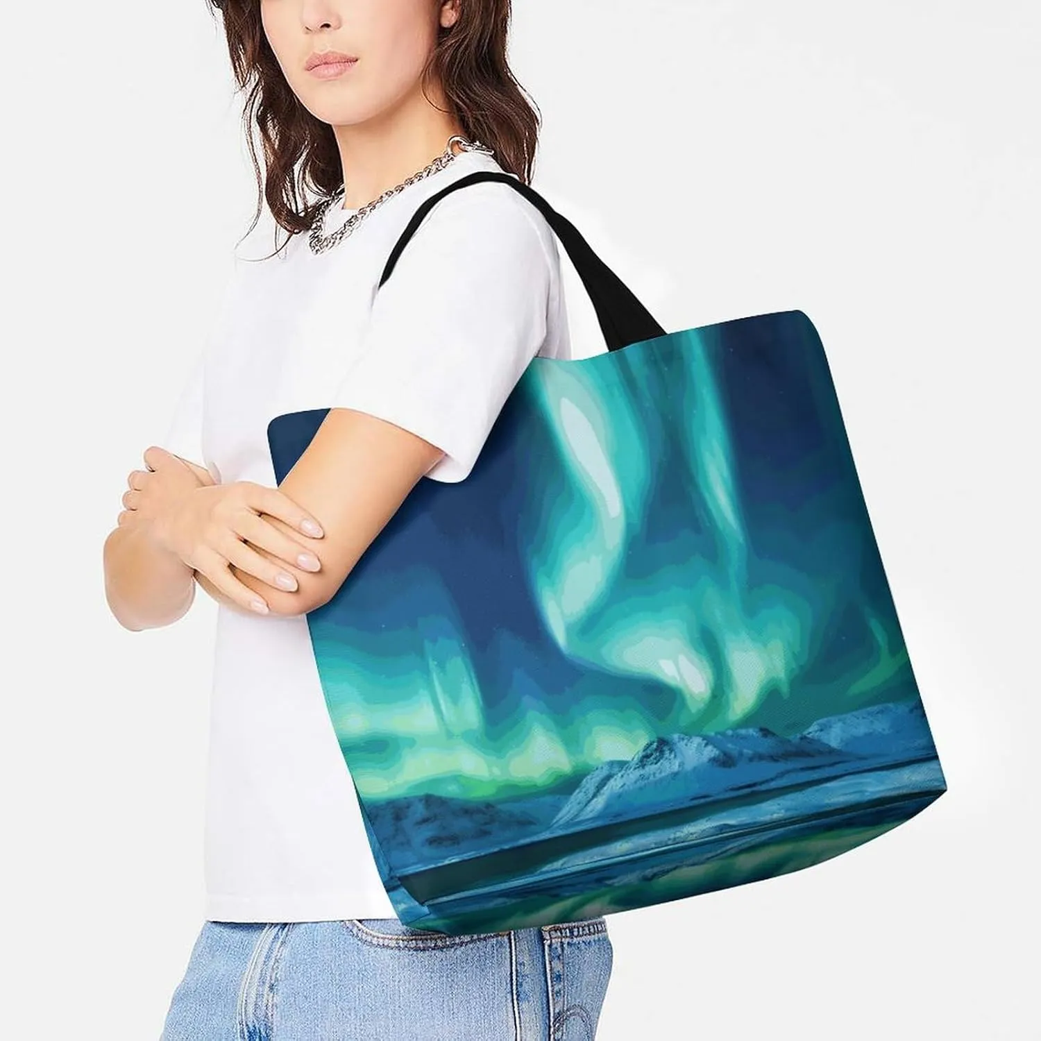 Shopping Bag for Women, Happy Birthday Big Cake Tote Bag, Large Capacity Shoulder Bags for Groceries Travel