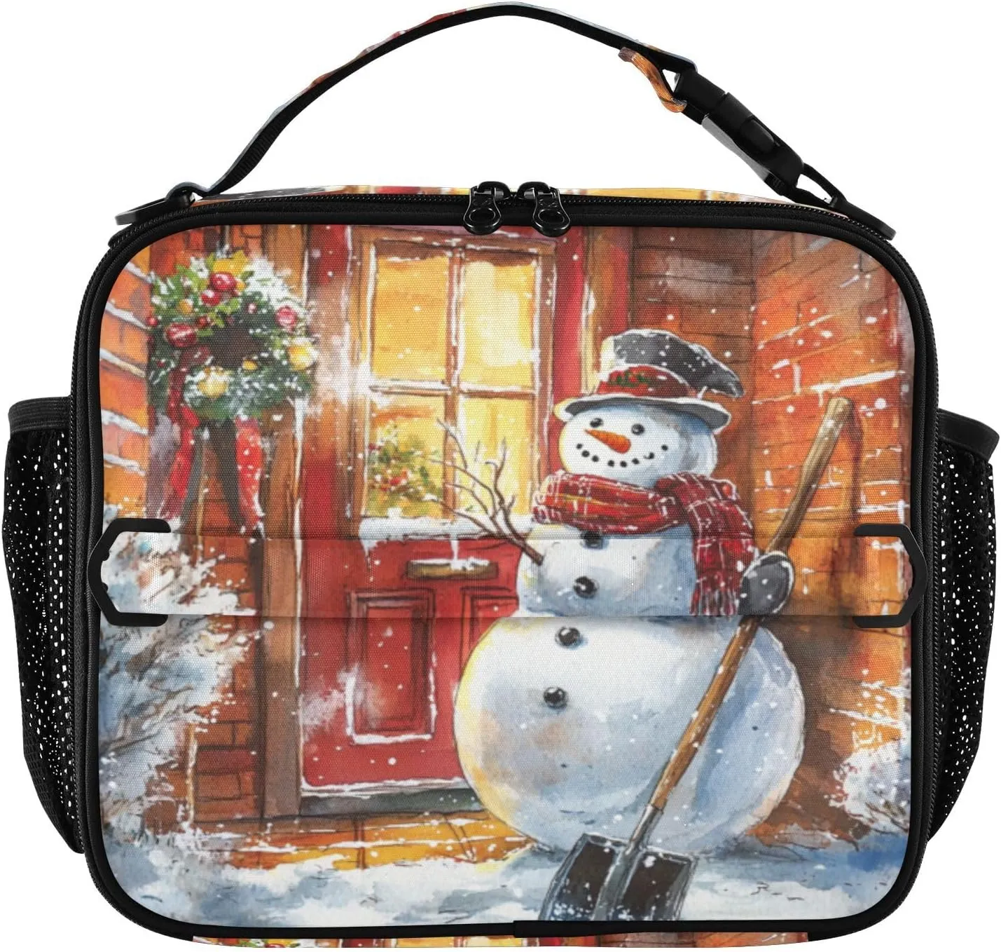 Shovel Snowman Lunch Box, Insulated Lunch Bags, Reusable Lunch Tote Bag, Adjustable Leak Proof School Lunch Box Bag for Work School Picnic