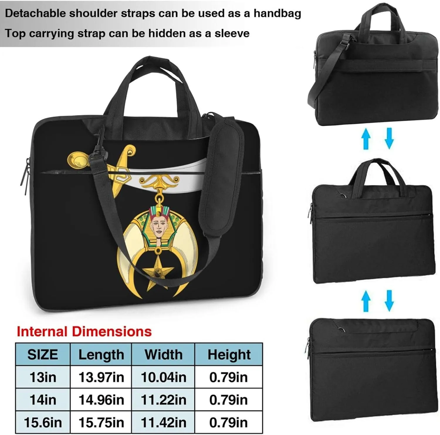 Shriners 3d Pattern Laptop Bag Shoulder Bag Computer Notebook Briefcase Messenger Bag