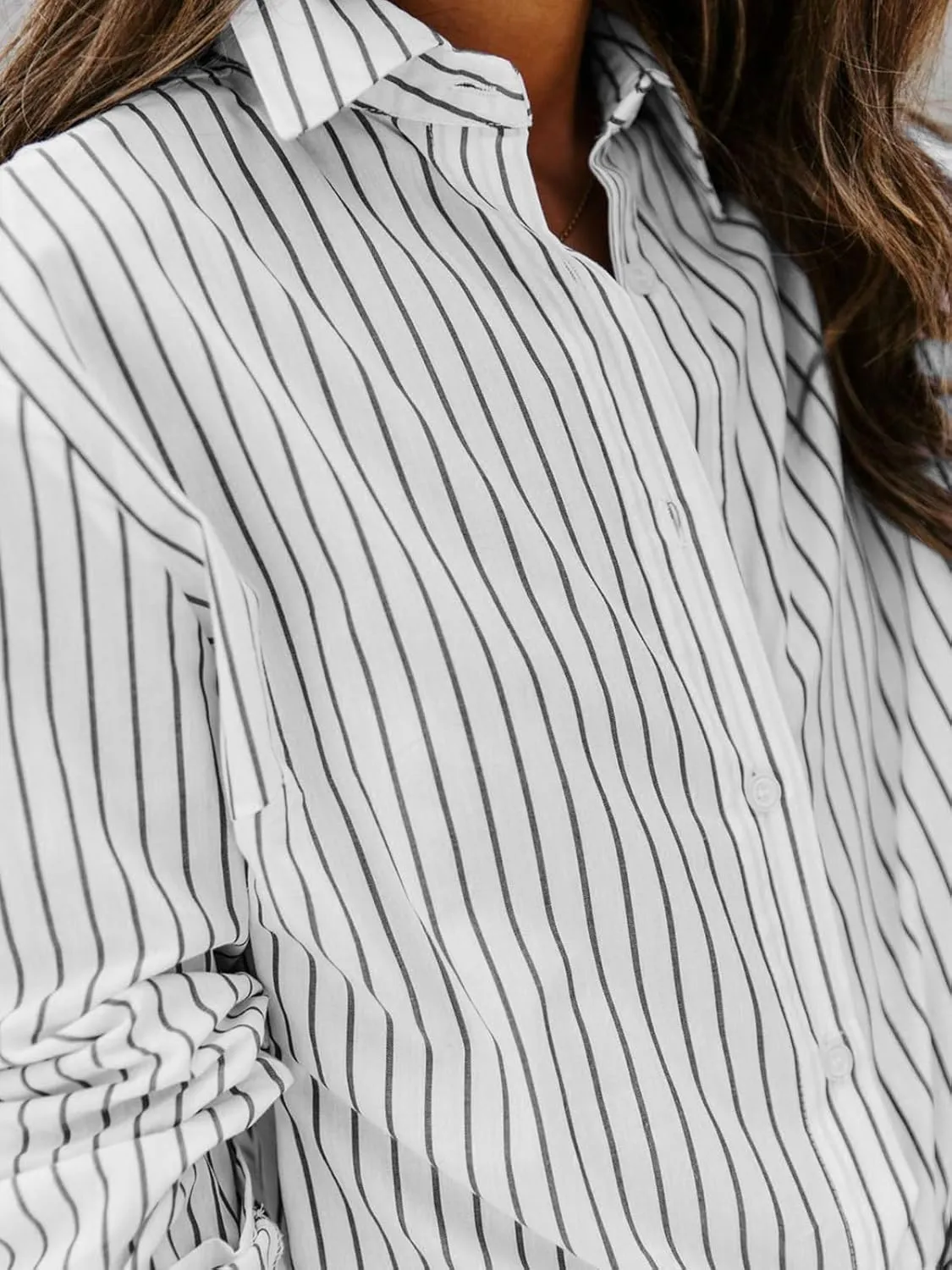 siliteelon Womens Button Down Shirts Cotton Striped Dress Shirt Long Sleeve Collared Office Work Blouses Tops
