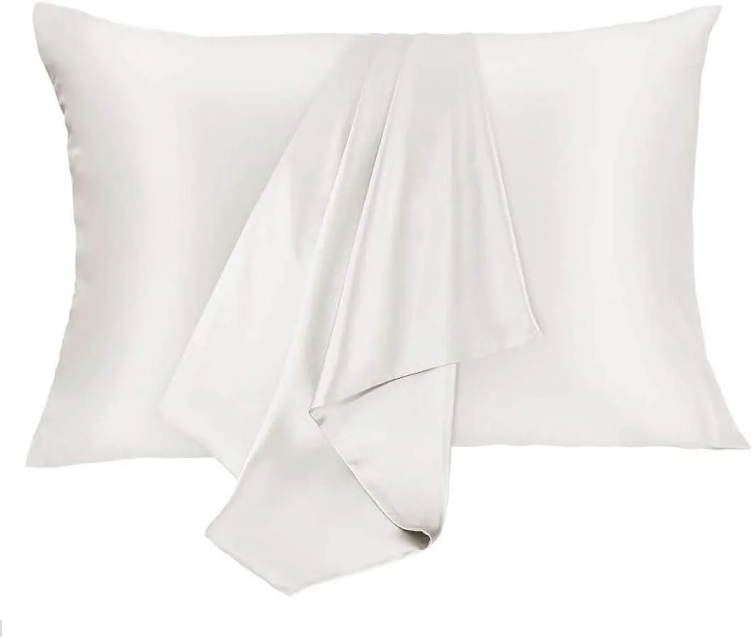 Silk Pillowcase for Hair and Skin 2 Pack 100% Mulberry Silk Bed Pillowcase Hypoallergenic Soft Breathable Both Sides Silk Pillow Case with Hidden Zipper, Queen Size Pillow Cases (White)